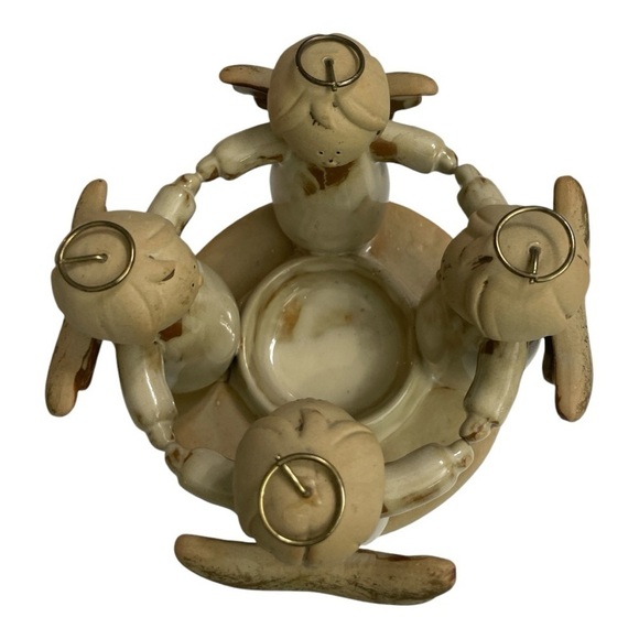 Circle Of Four Angels Holding Hands Ceramics Tea Light Candle
Holder Vintage - Picture 3 of 11